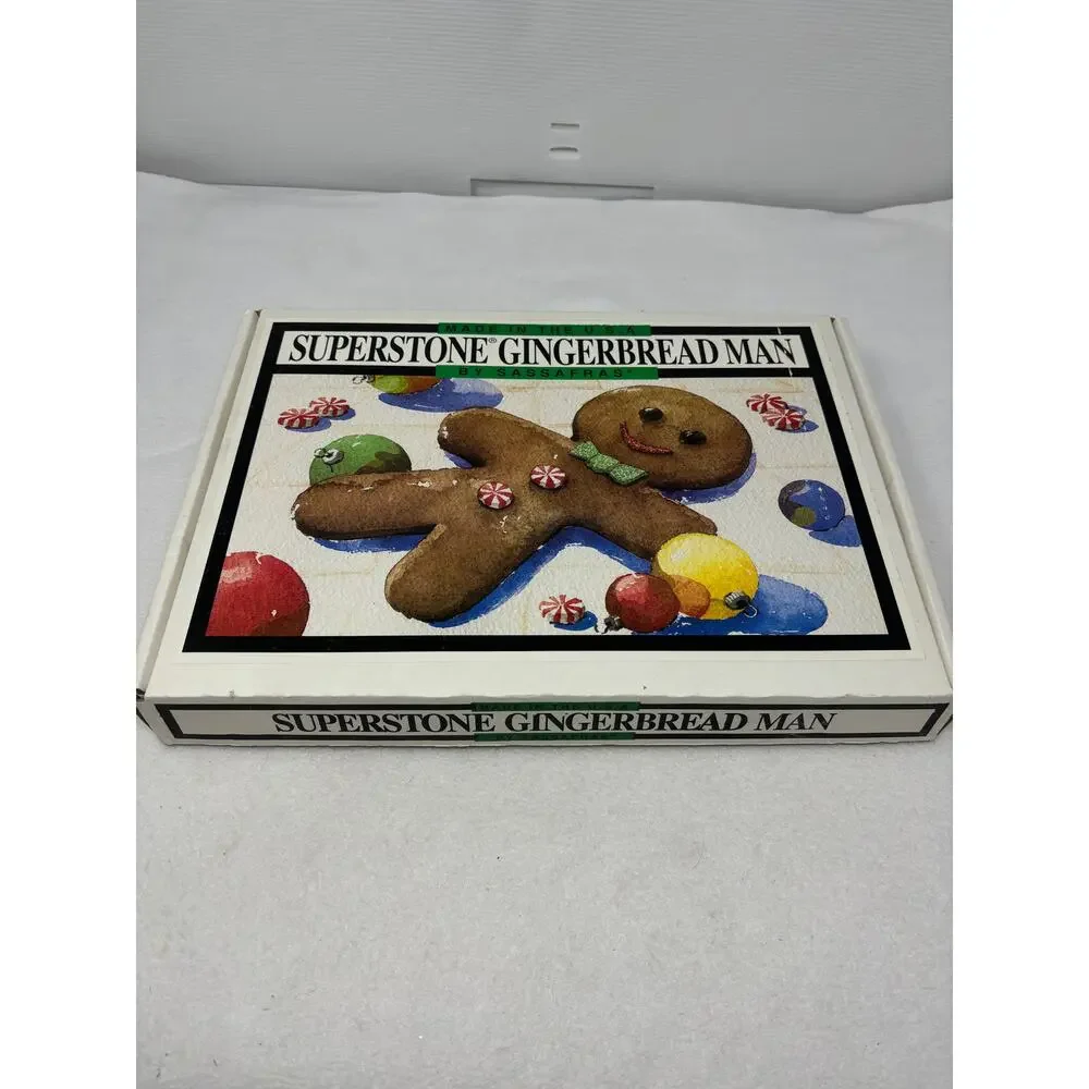 Vintage Gingerbread Man‎ Stoneware Sassafrass Superstone Mold Baking 1995 Large